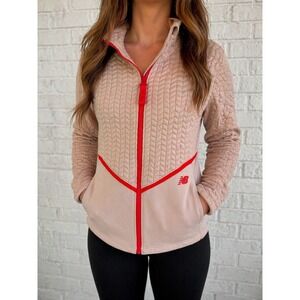 New Balance Jacket Womens Small Pink  Quilted Full Zip Thumbhole Active